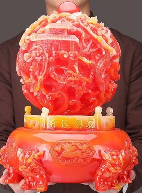 招财九转乾坤鼎摆件仿玉石入户玄关客厅电视柜办公室开业礼物高档