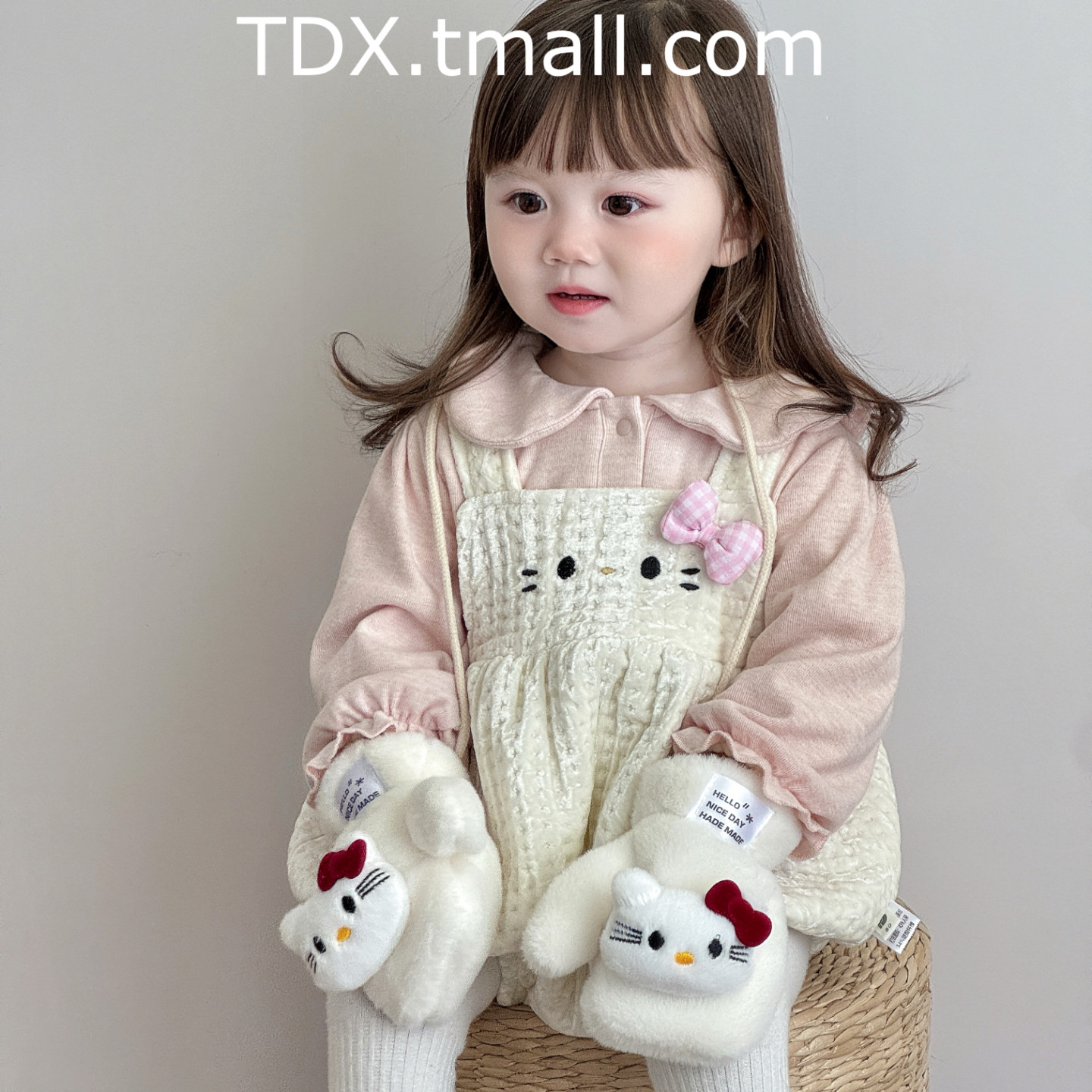 儿童围巾秋冬季可爱小兔子毛绒婴儿保暖围脖户外宝宝手套围巾套装,淘宝优惠券,粉丝福利购,淘宝优惠卷