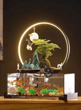 环招财流水摆件鱼缸循水假山喷泉客办公室桌厅开面乔迁生财业JF13