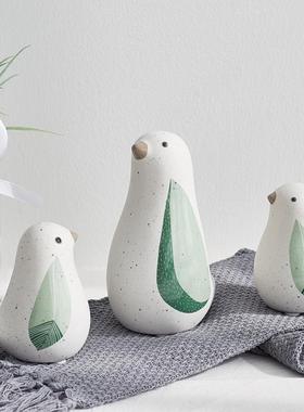 可爱现代小清新陶瓷动物小鸟儿童房间卧室内电脑桌面上装饰品摆件