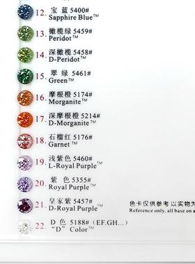 彩色莫桑石珠宝色卡样板彩色圆形莫桑石展示板宝石色卡厂家