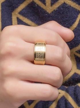 心经戒指可转动不掉色可转动旋转雕刻260字心经文宽面戒指男士高