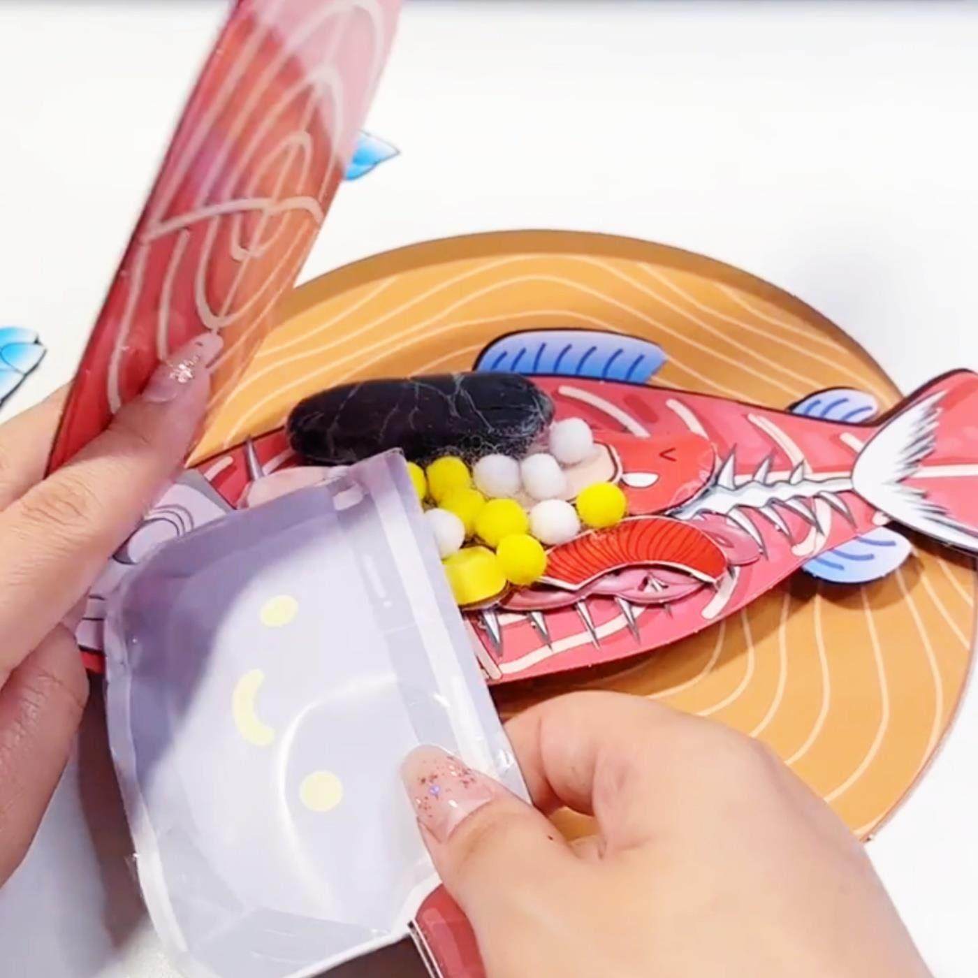 烤鱼手工安静书爆改DIY美食料理捏捏乐免裁剪儿童过家家创意玩具,淘宝优惠券,粉丝福利购,淘宝优惠卷