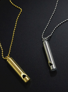 创意时尚可吹响口哨哨子男女情侣项链钛钢吊坠嘻哈潮牌长款毛衣链