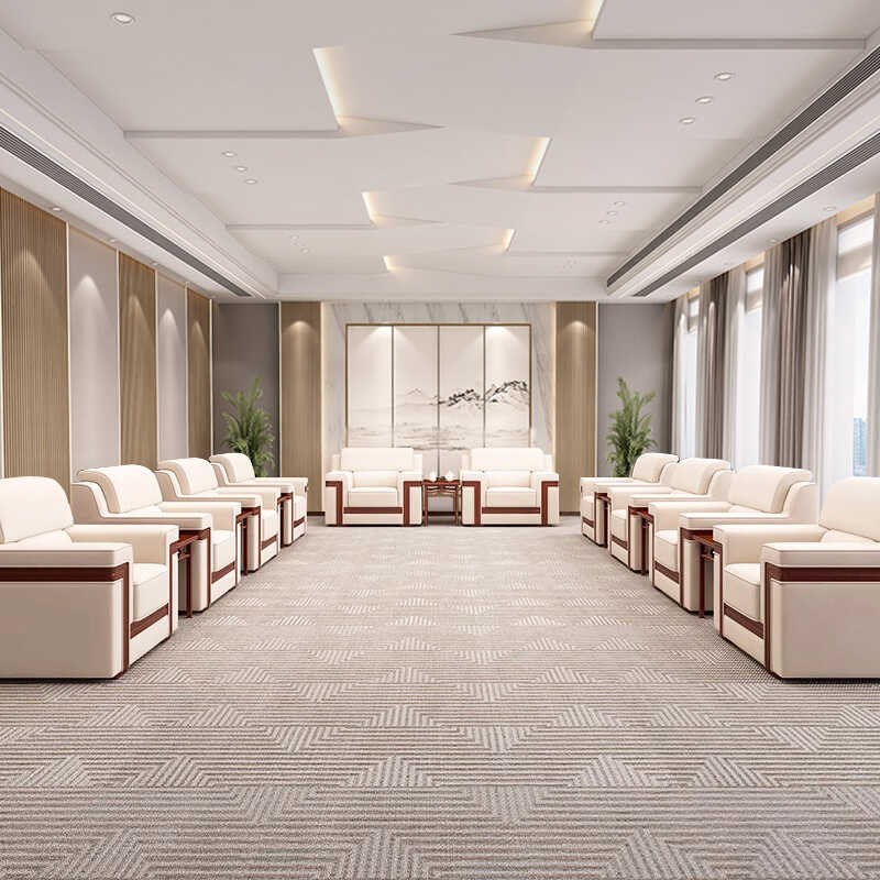 商务会议沙发单人布艺领导贵宾室接待洽谈室中式展会办公桌椅组合 - 图2