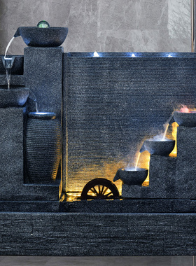 欧式家居水景会所庭院流水幕墙喷泉鱼池景观招财餐厅屏风隔断摆件