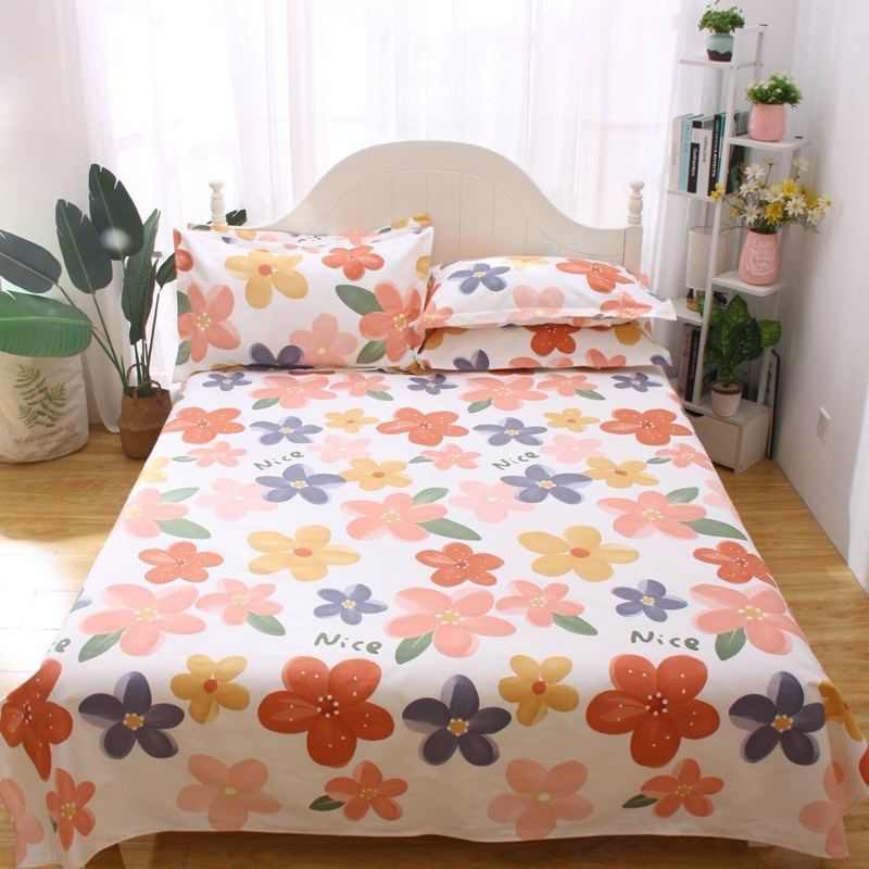 老粗布床单单件清新可爱加厚加密全棉三件套被单凉席炕单 - 图2