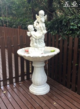 欧式婚庆天使雕塑喷泉 庭院阳台流水鱼池 户外园林大型水景观摆件