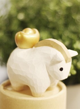 来,来财!马上有钱 小白马生肖礼物 纯手工木雕小马实木桌面摆件