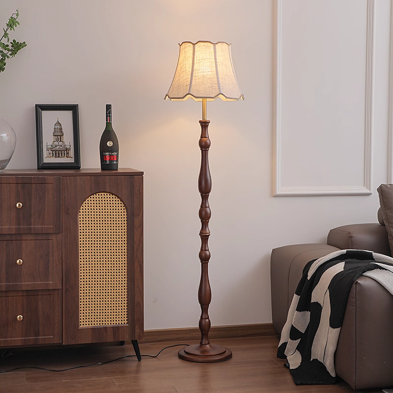 中古实木客厅落地灯法式复古沙发旁边高级感美式卧室装饰氛围台灯,淘宝优惠券,粉丝福利购,淘宝优惠卷