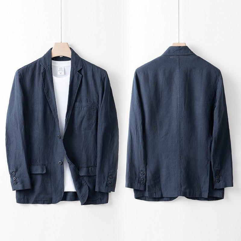纯亚麻男士西装外套纯色款男装英伦风休闲小西服宽松亲肤便服单西,淘宝优惠券,粉丝福利购,淘宝优惠卷