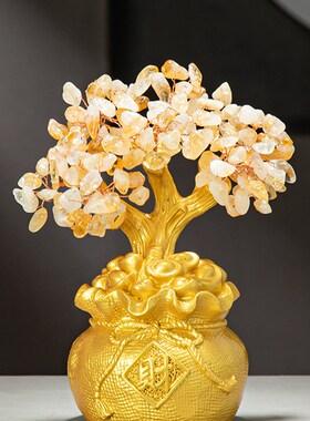 天然紫水晶摇钱树摆件客厅家居酒柜玄关小发财树开业X乔迁新居礼