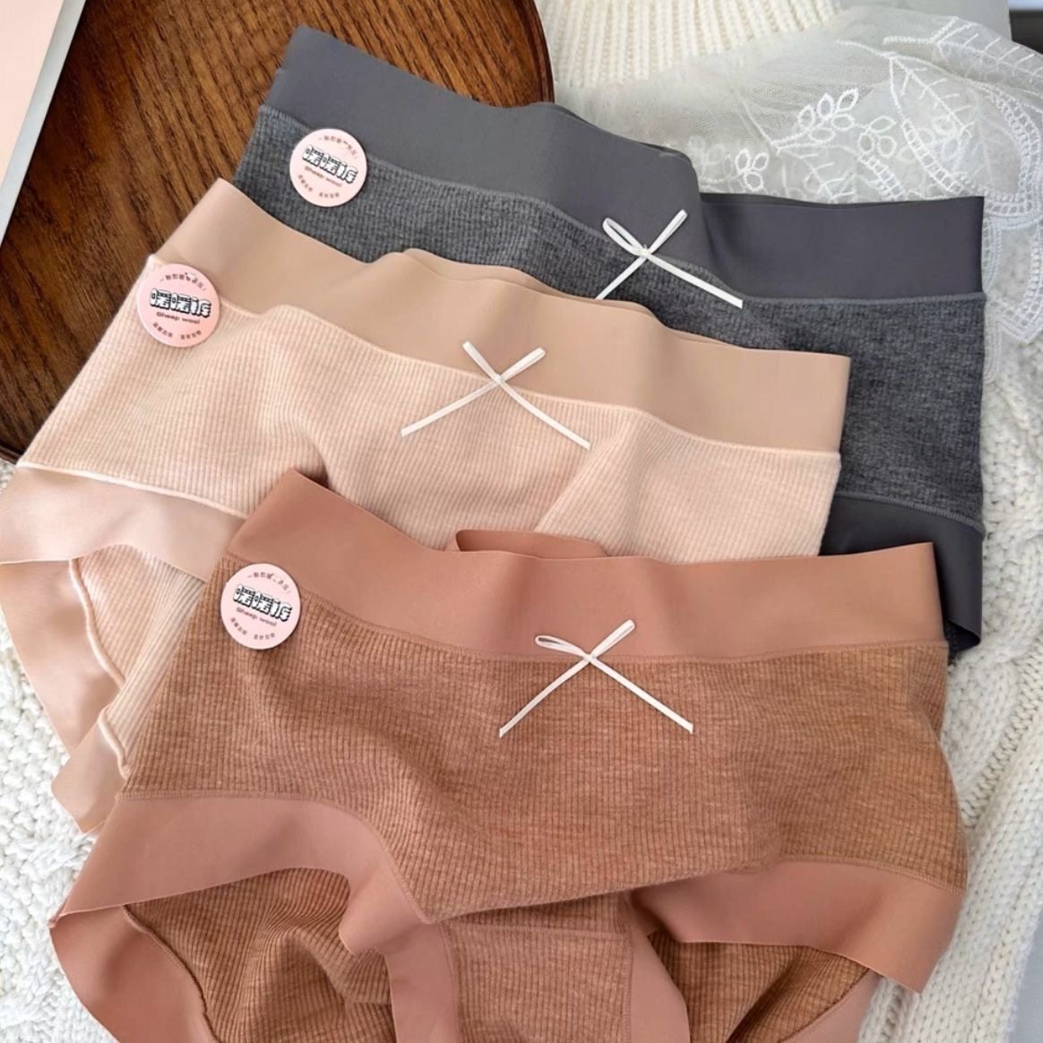 简约磨毛纯棉内裤女美拉德全包臀基础纯色中腰2025新款秋冬款短裤,淘宝优惠券,粉丝福利购,淘宝优惠卷