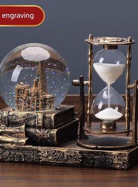 覆古沙漏定制摆件雪花水晶球音乐盒生日礼物女生创意个性礼品实用