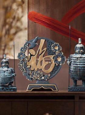 新中式家居兵马俑摆件博古架装饰品办公室桌面工艺品书柜书架摆设