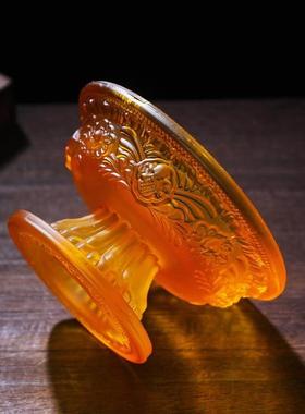 西藏式八吉祥供水杯 琉璃护法杯供佛杯 密宗民族品圣水杯佛前用品