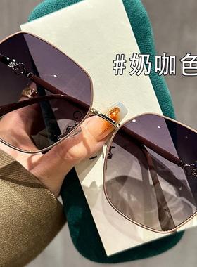 超大框太阳眼镜女绿色高级感偏光太阳镜2024新款超轻可配度数眼镜