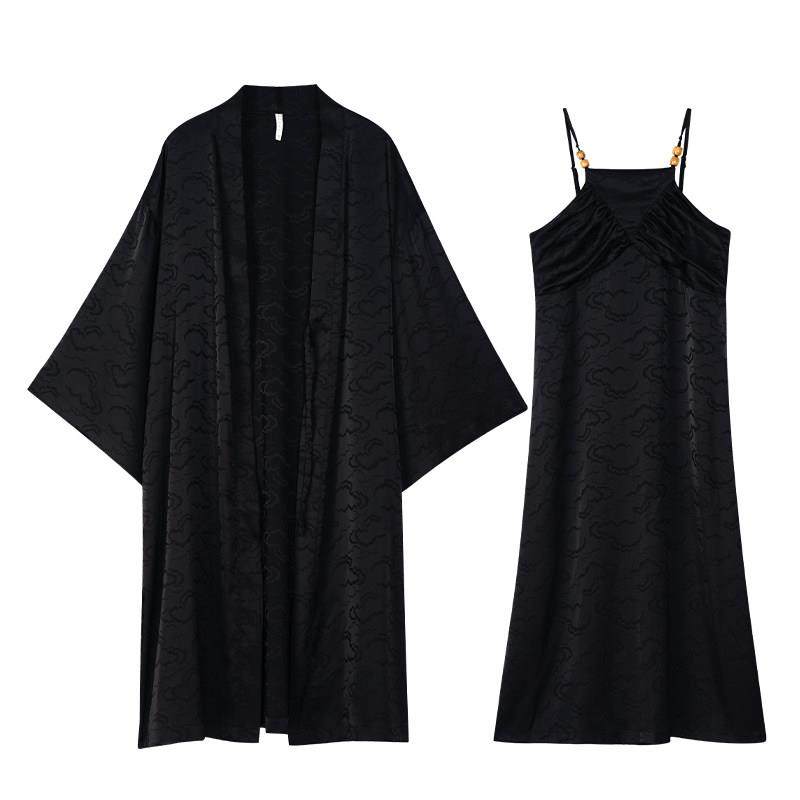 同语睡衣女睡裙春秋季冰丝睡袍长版秋天新中式晨袍两件式套装家居,淘宝优惠券,粉丝福利购,淘宝优惠卷