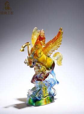 高级感飞马吉祥物摆件琉璃马到成功客厅办公室招财镇宅风水工艺品