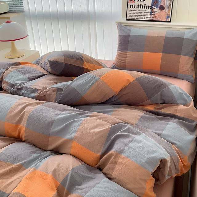 Cotton color 20240414 woven and wash pure cotton three and four pieces set for people with skin-friendly Class A can sleep naked in quilt cover bed sheets