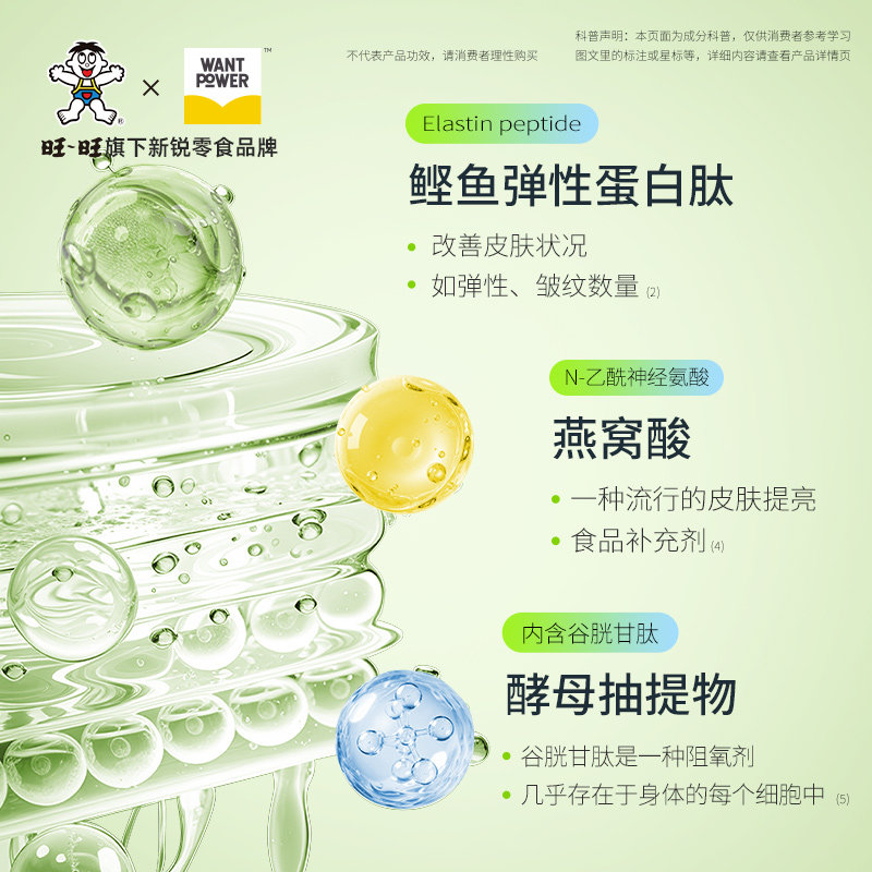 【效期至26年8月】旺旺WantPower胶原蛋白肽嫩杯布丁果冻零食.
