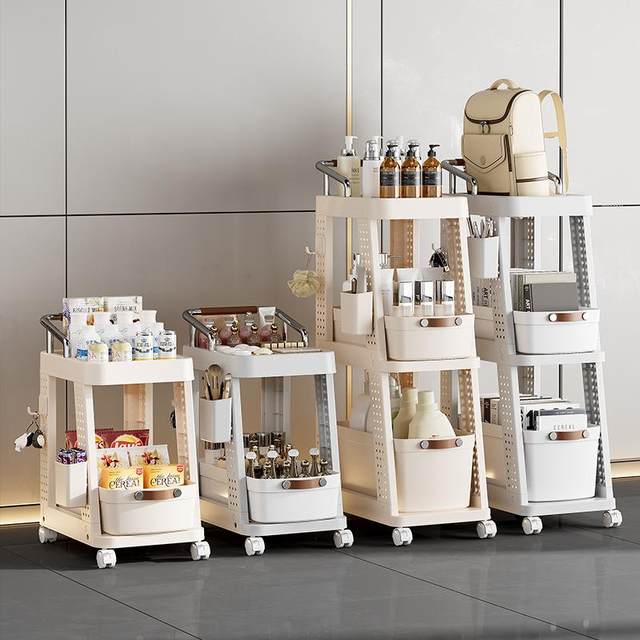 Multifunctional trolley movable living room kitchen organizer household school bag storage shelf book storage shelf