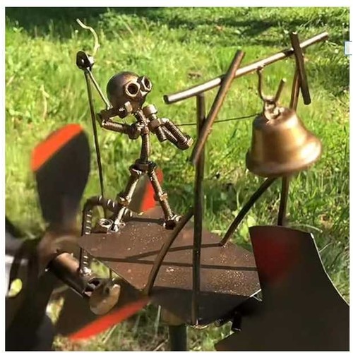 Handmade Metal Drummer Windmill 手工制作的金属鼓手风车 - 图0