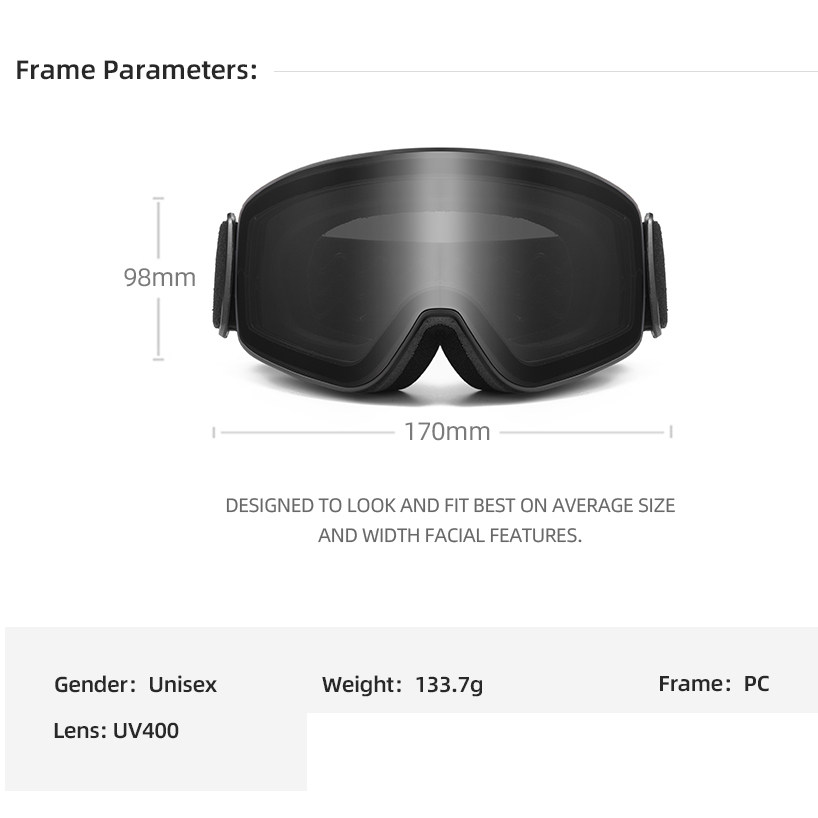 OMEKOL新款双层防雾滑雪镜户外护目镜风镜男女通用可卡近视眼镜