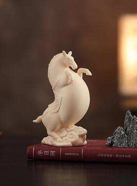 玉黄瓷立马发财唐马摆件生肖马年吉祥物客厅玄关酒柜办公桌装饰品