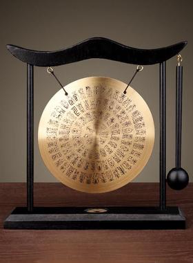 欧圣英支架铜风铃摆件双龙百寿锣仿古家居装饰工艺品十二生肖乐器