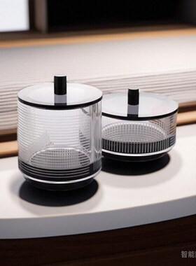 极简北欧轻奢喷砂水晶玻璃家居摆件烛台储物罐电视柜样板房售楼处