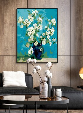 数字油画现代手工填色减压挂画客厅卉装饰油彩画