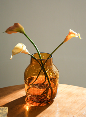 简约复古绿色玻璃花瓶家居装饰