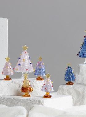 圣诞节礼物淄博琉璃工艺品摆件玻璃绕丝圣诞树博山桌面装饰礼品