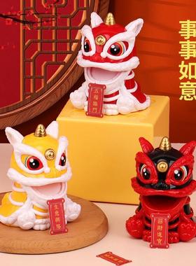 国潮摇头招财点头太阳能醒狮车载装饰中国风家居狮子摆件潮玩礼品