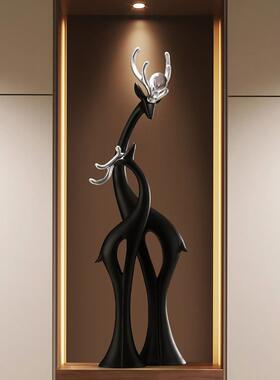 现代简约轻奢风情侣对鹿大玄关摆件客厅电视柜装饰品乔迁新婚礼物