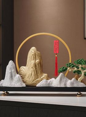 新中国风金山银山饰品靠背金山典雅大气典雅客厅增财办公装饰