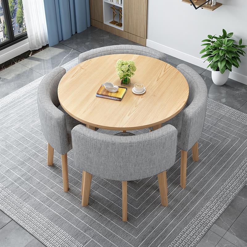 北欧休闲 洽谈桌椅组合出租房公寓桌子家用吃饭餐桌收纳接待小圆 - 图1