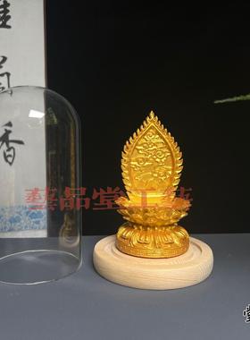 树脂实木金色观音菩萨佛像背光莲花台唐卡底座摆件红木佛龛佛光座