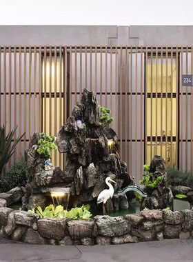 假山流水喷泉花园庭院落地鱼池摆件户外阳台酒店水循环装饰品景观