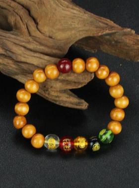 武当山正品天然老桃木手串五路财神手链男女款招财情侣本命年礼物