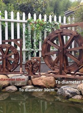防腐木风水轮流水车景观水车景区水景大型实木水车脚踏彷古厂家