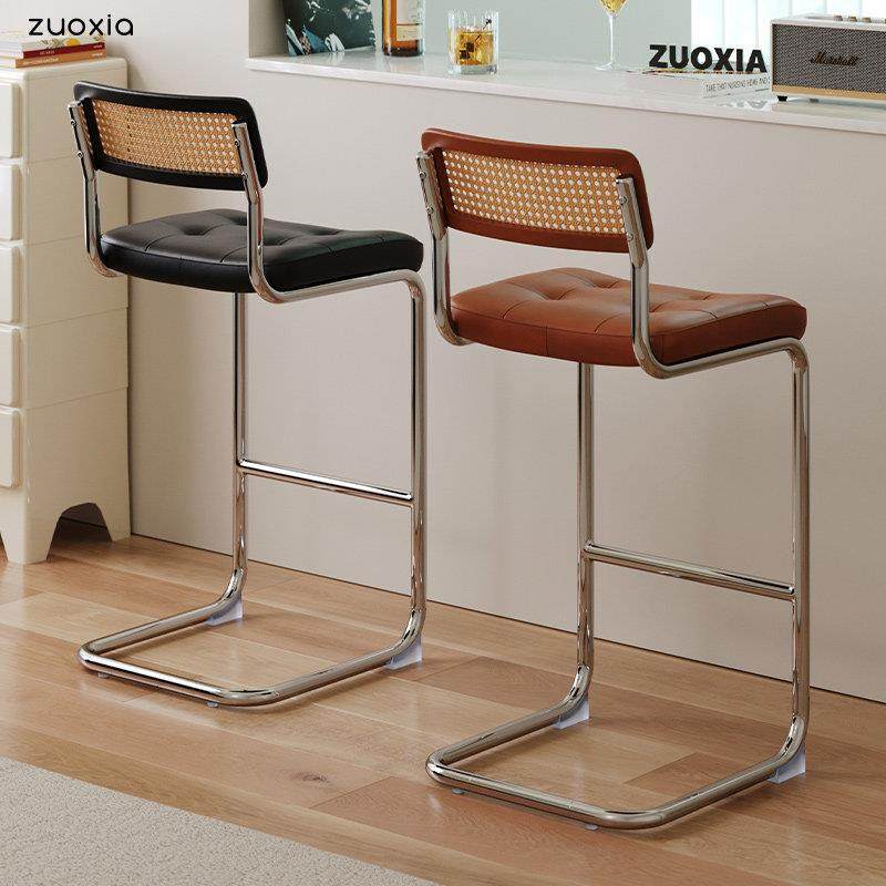 左下瓦西里吧椅北欧复古家用现代简约藤编吧台椅不锈钢靠背高脚椅,淘宝优惠券,粉丝福利购,淘宝优惠卷
