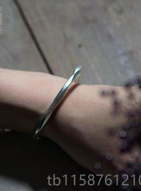 高档非鱼之家手工实心手环 族原创复古约个性民风饰品简手银镯男