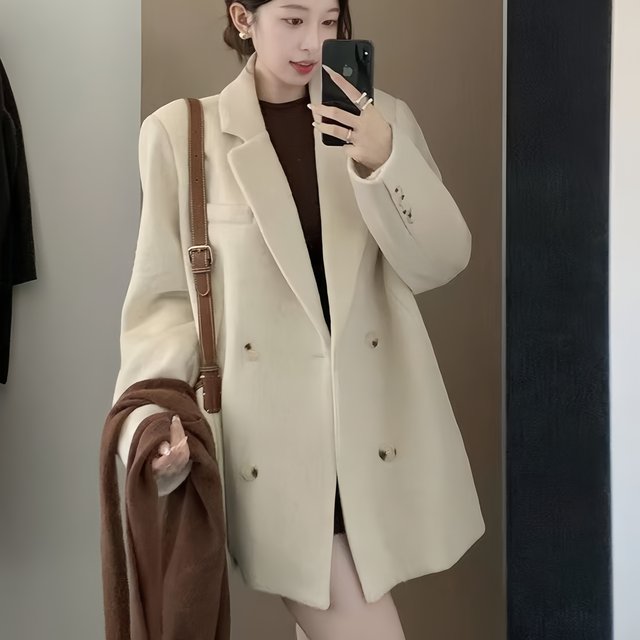 QY2025 autumn and winter Korean high-end mid-length temperament antelope thickened coat