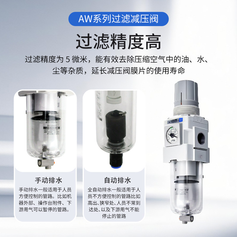 SMC官方正品过滤减压阀AW20-02/03/04B/G/BG/BCG/N-1/2/C/R/CZ-A - 图2
