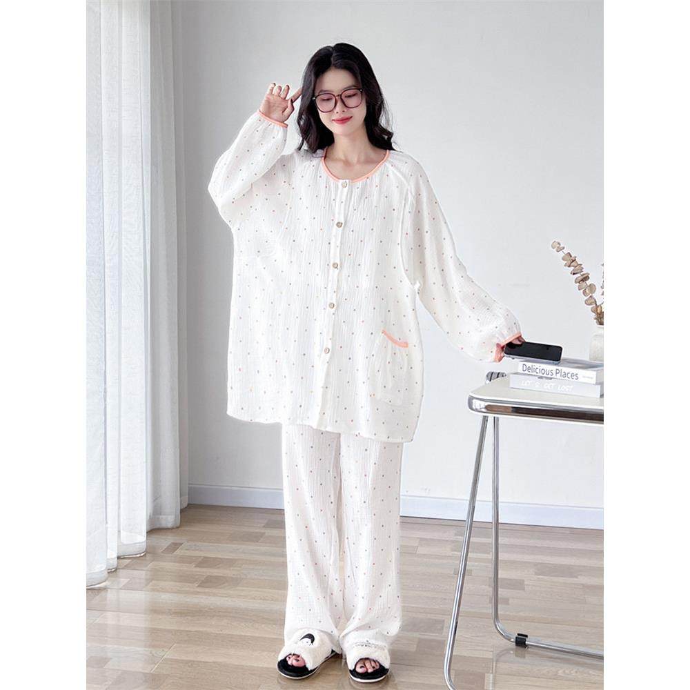纯棉纱布女士加码护理睡衣100kg产后服春秋季长袖产妇疗养院服,淘宝优惠券,粉丝福利购,淘宝优惠卷
