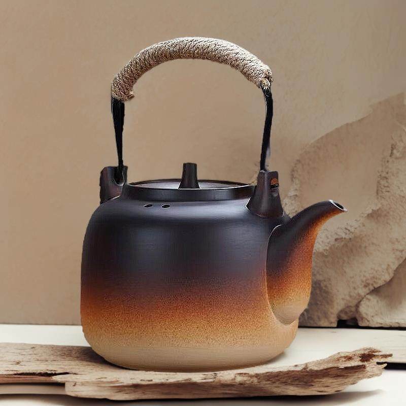 覆古陶壶烧水壶黑晶炉围炉煮茶壶陶瓷养生壶单壶明火碳电陶提梁壶,淘宝优惠券,粉丝福利购,淘宝优惠卷