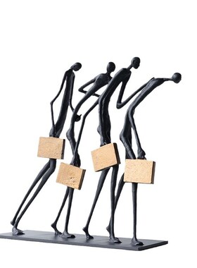 简约金属人物摆件 家居客厅样板间B展厅艺术抽象铸铁人 装饰工艺