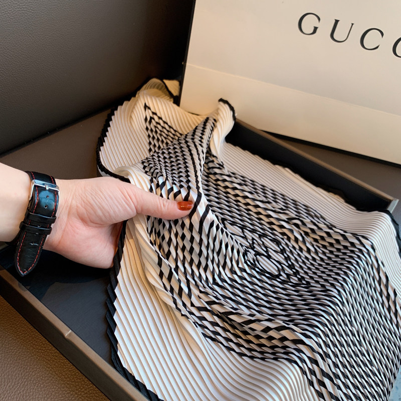 韩版百搭黑色条纹褶皱围巾洋气纱巾F春秋季时尚装饰职业领巾丝巾,淘宝优惠券,粉丝福利购,淘宝优惠卷